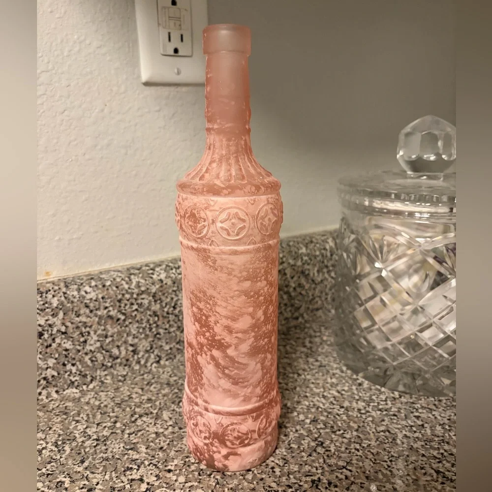 Elegant Pink Frosted Glass Bottle
